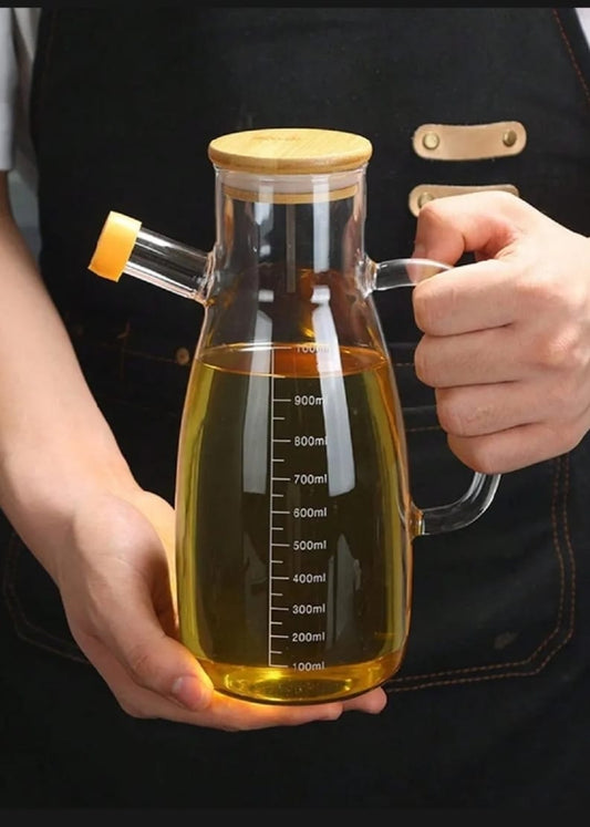 1 Liter Oil Bottle With Wooden Lid