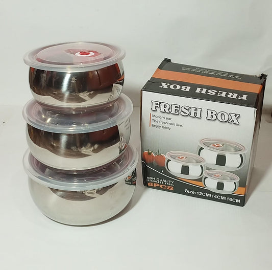 Stainless Steel 3 Pc fresh Bowl Set