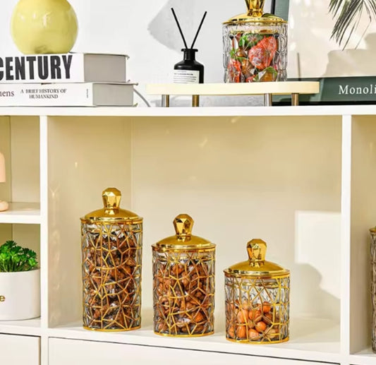 3 pcs Golden Acrylic jar set