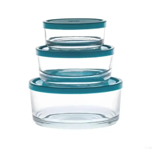 3 pcs Microwave save glass bowls with airtight plastic lid