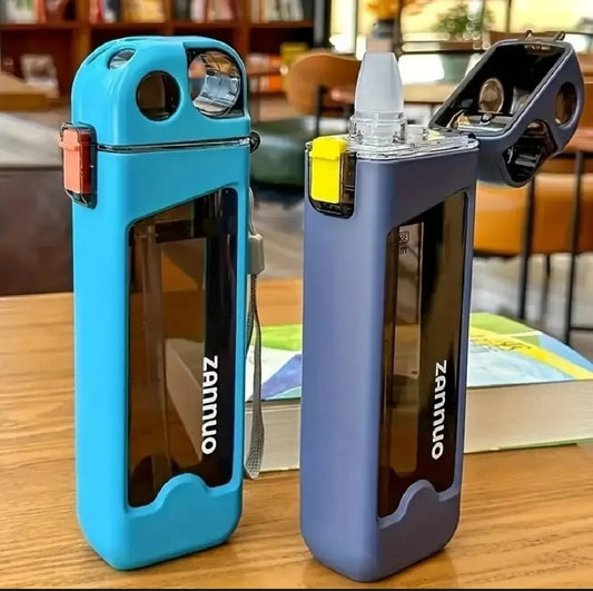 350ml Water Bottle with Straw for Kids & Adults | BPA Free Leakproof Sipper Bottle with Strap