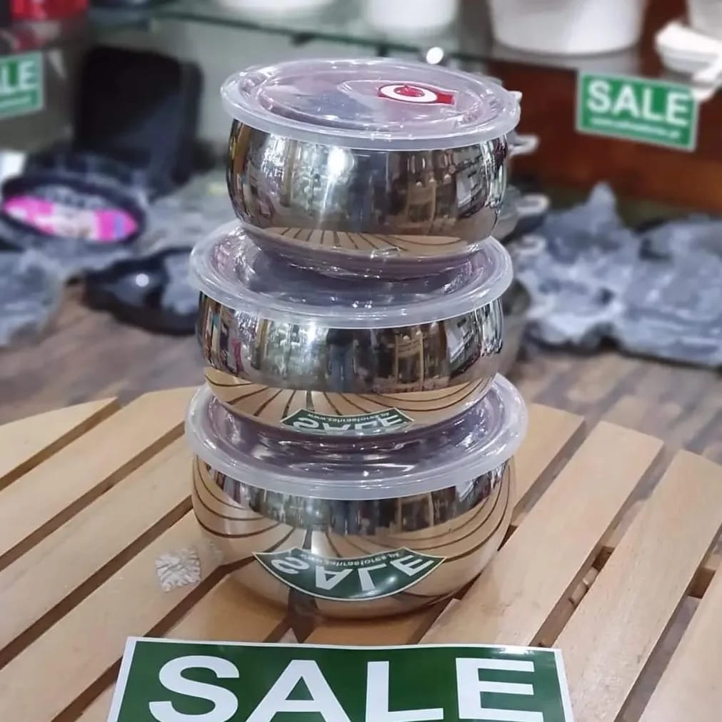 Stainless Steel 3 Pc fresh Bowl Set