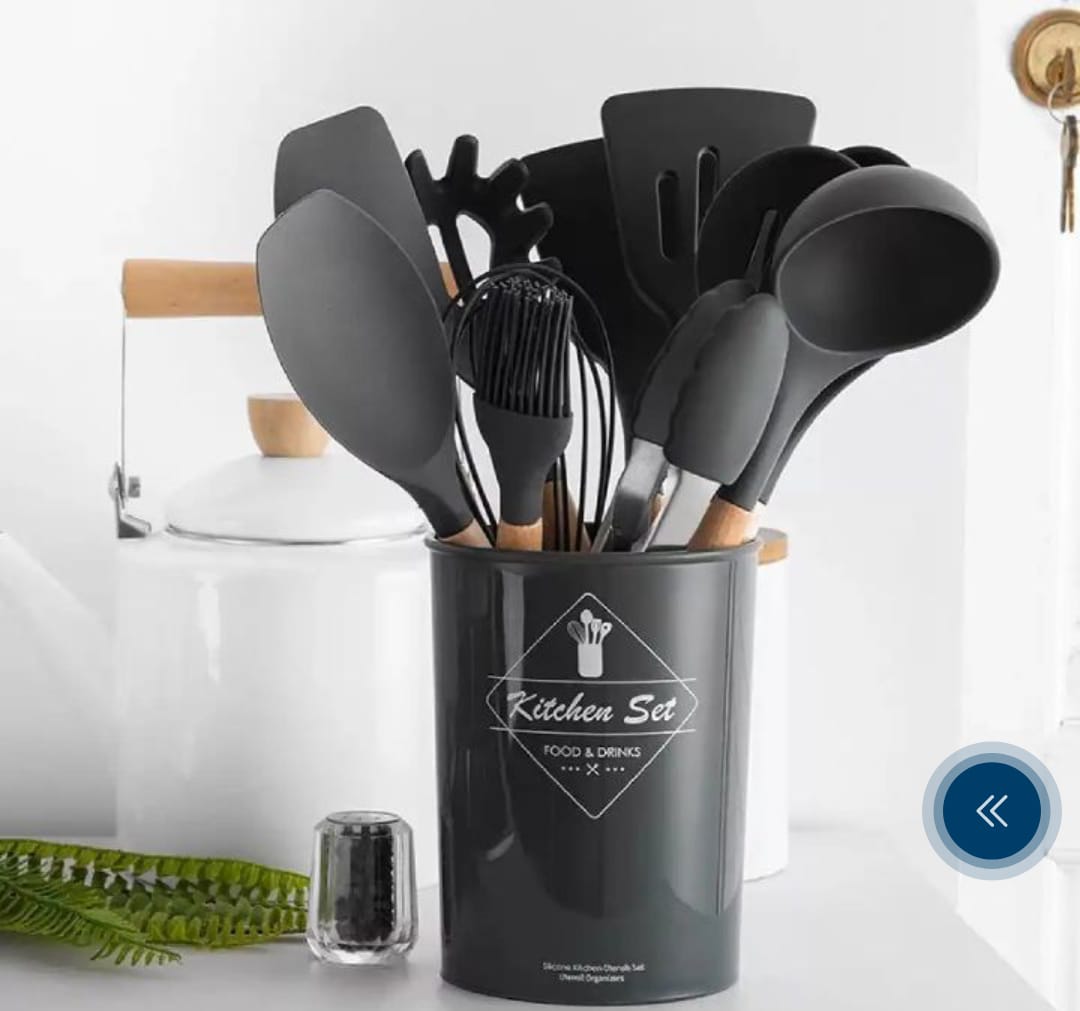 12 pcs Silicone Cooking Spoon Set with stand
