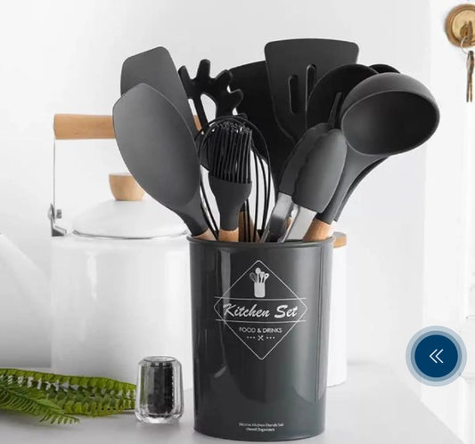 12 pcs Silicone Cooking Spoon Set with stand