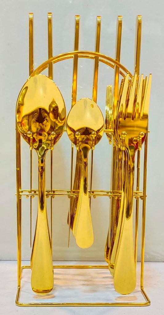 24 Pcs Golden cutlery set