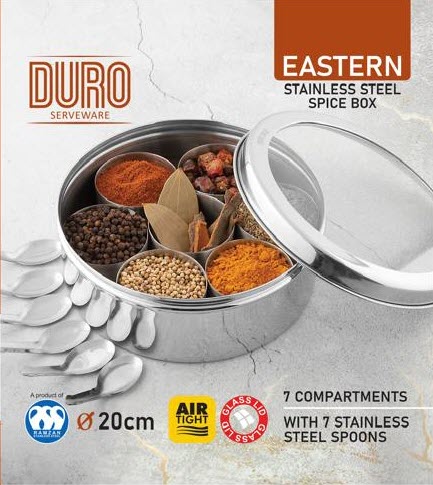 20 cm Heavy weight spice box stainless steel with 7 containers