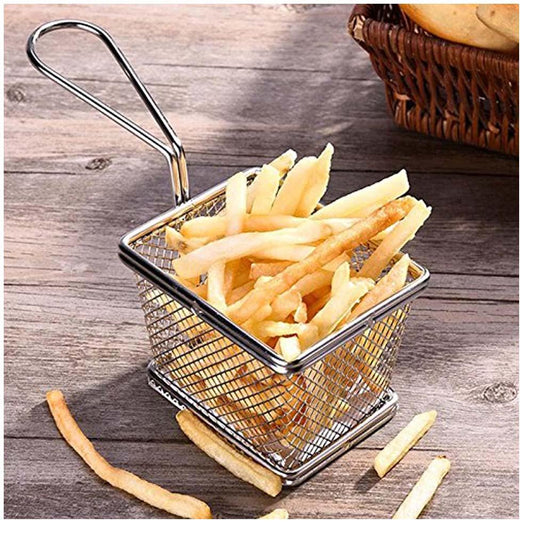 Stainless steel fries basket with handle