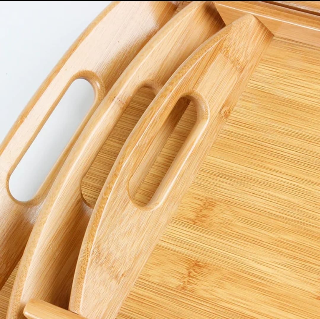 3 pc Bamboo WOODEN TRAY SET