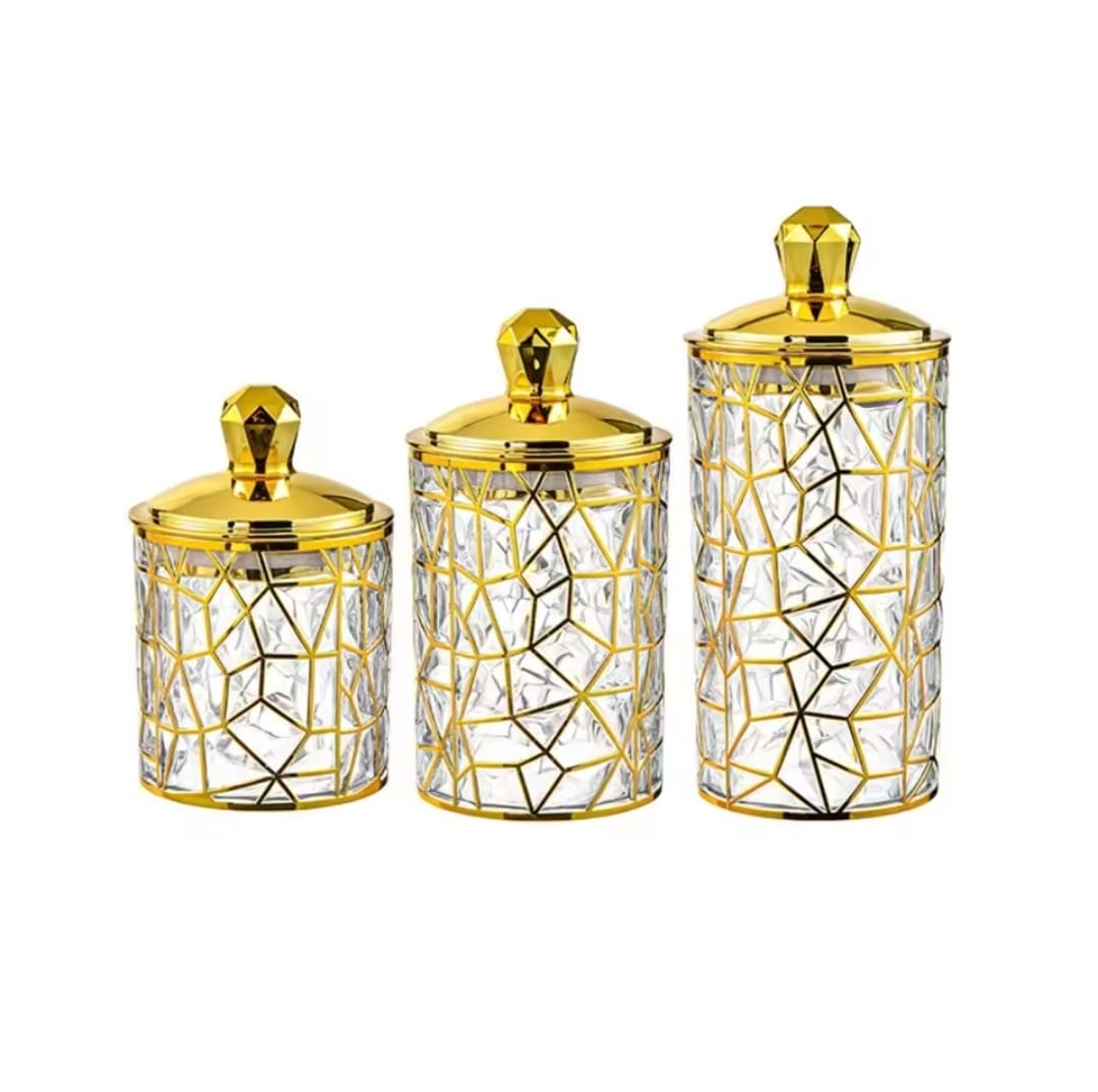 3 pcs Golden Acrylic jar set