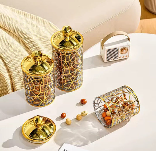 3 pcs Golden Acrylic jar set