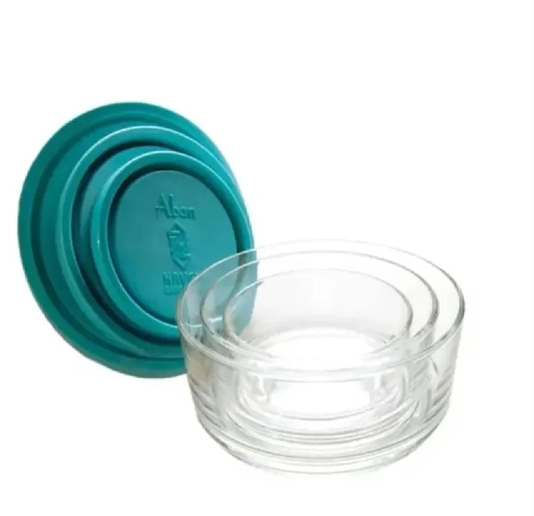 3 pcs Microwave save glass bowls with airtight plastic lid
