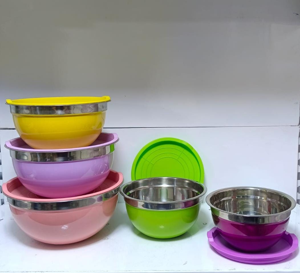 5 pcs Big Size Colorful Steel Bowl Set